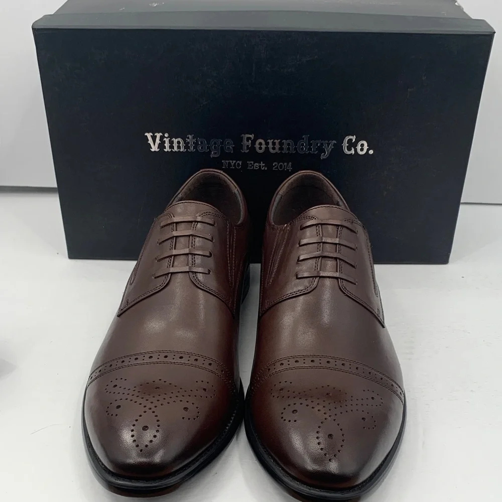 VINTAGE FOUNDRY Co. Men's No Lace Brown Oxford Shoes Size 11